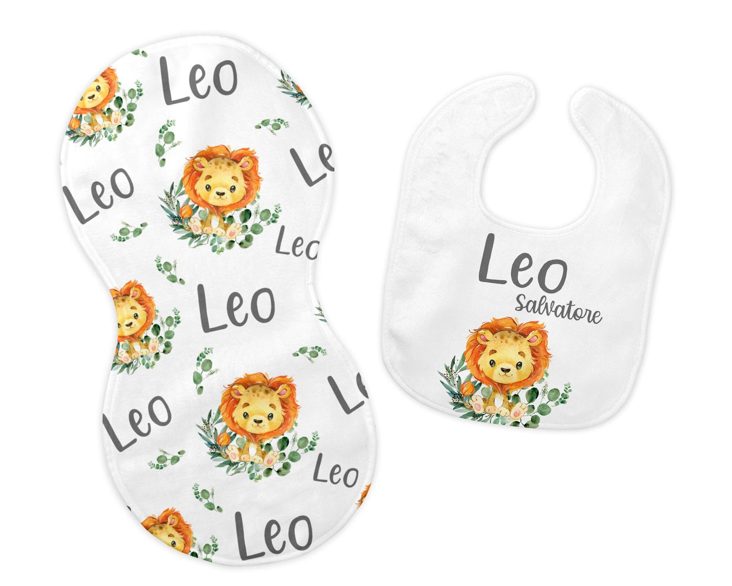 Lion Bib and Burp Cloth Set, S8