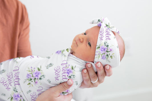 Violet Roses Swaddle Set, F67