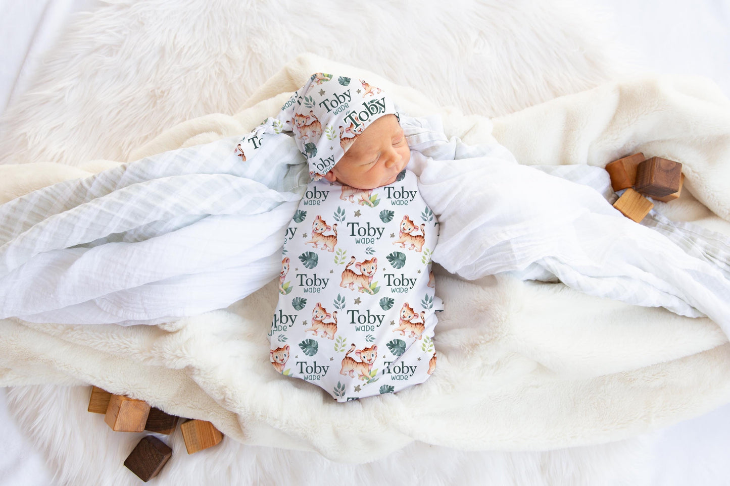 Tiger Swaddle Set, Safari Swaddle Blanket, S28