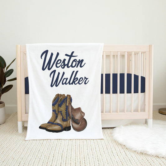 Cowboy Personalized Cowboy Baby Blanket, D8