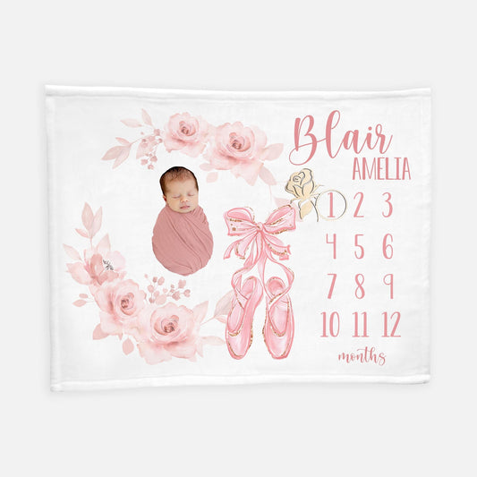 Ballet Baby Milestone Blanket, Ballerina Girl Blanket G28