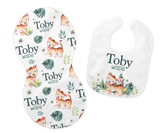 Tiger Bib and Burp Cloth Set, S28