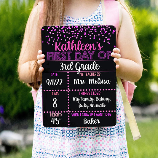 Girl First and Last Day of School Liquid Chalk Sign, Pink and Purple