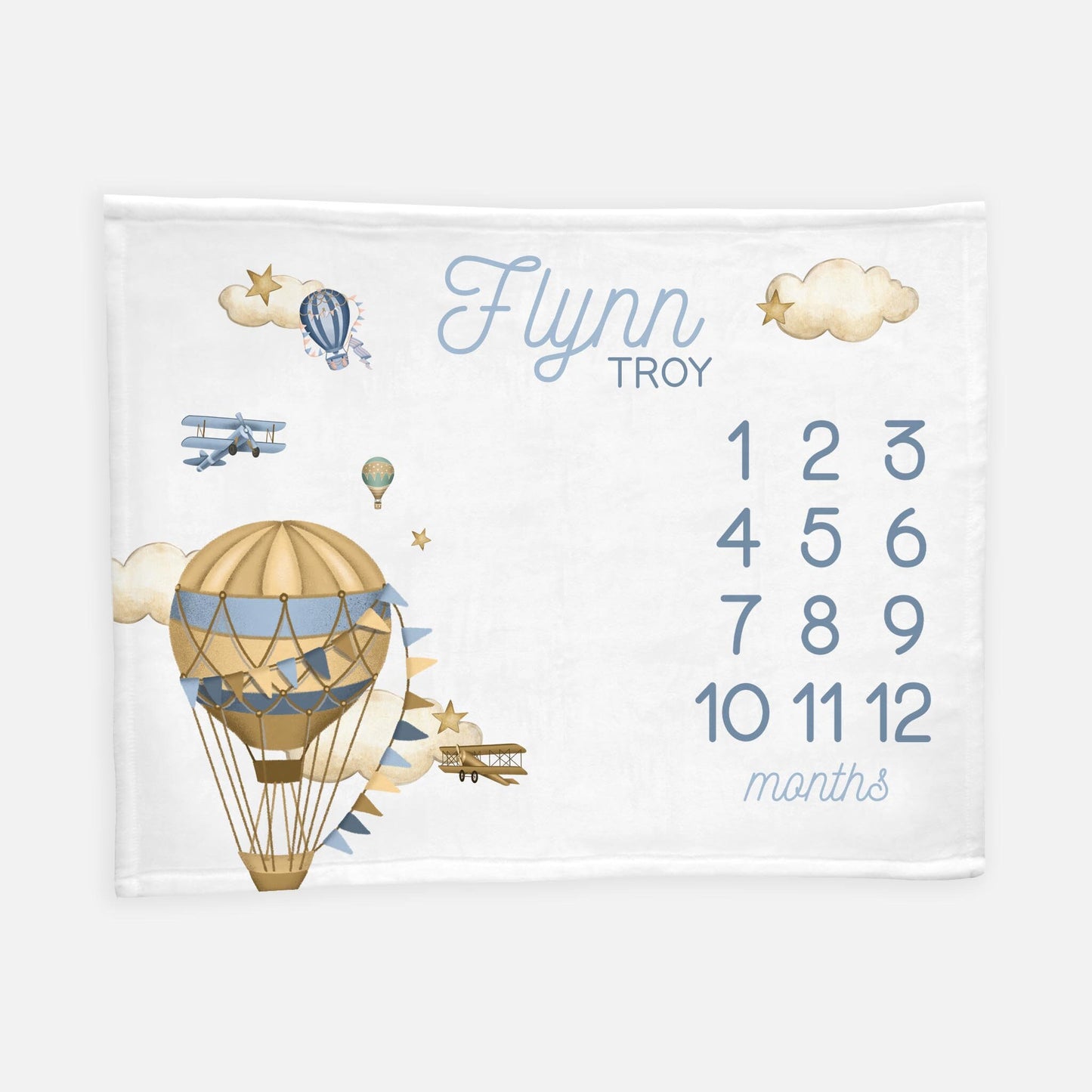 Hot Air Ballon Baby Milestone Blanket, Retro T35