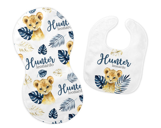 Lion Bib and Burp Cloth Set, S31