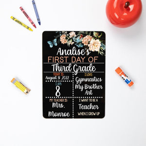 First and Last Day of School, Liquid Chalk Dry Erase School Board, Boho Floral