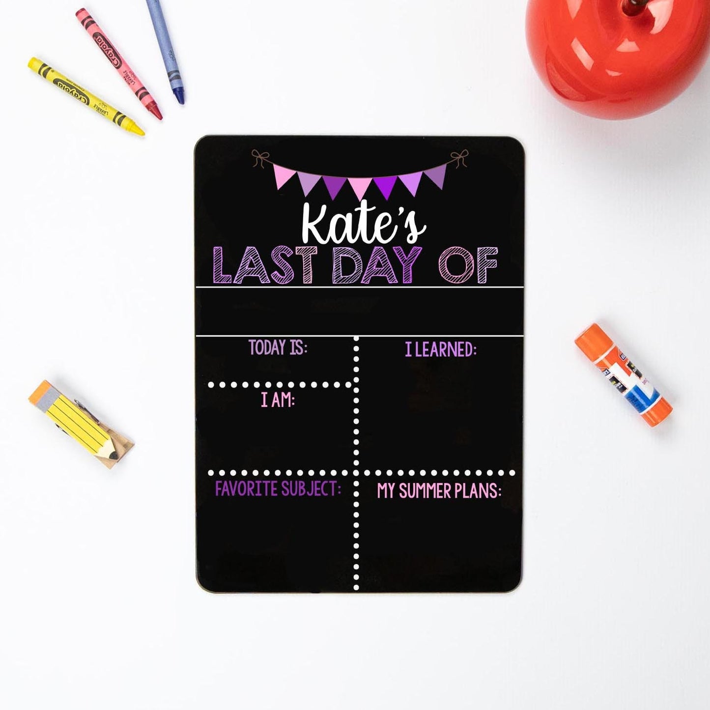 Reusable First and Last Day of School Sign, Liquid Chalk, Classic Purple