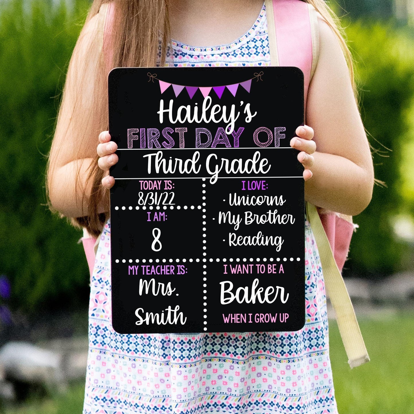 Reusable First and Last Day of School Sign, Liquid Chalk, Classic Purple