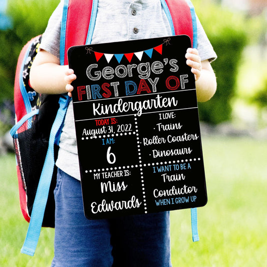 Reusable First and Last Day of School Sign, Liquid Chalk Red, White, and Blue