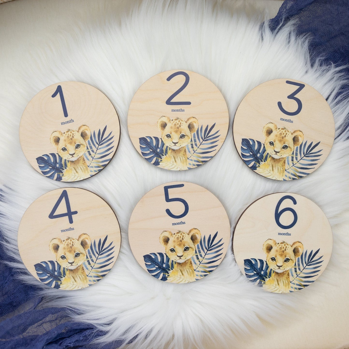 Lion Wood Milestone Cards, Blue S31
