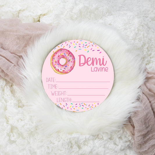 Pink Donut Birth Stat Sign, G27