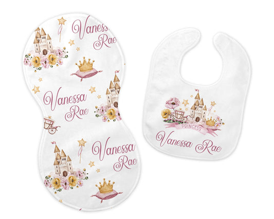 Princess Bib and Burp Cloth Set, G19