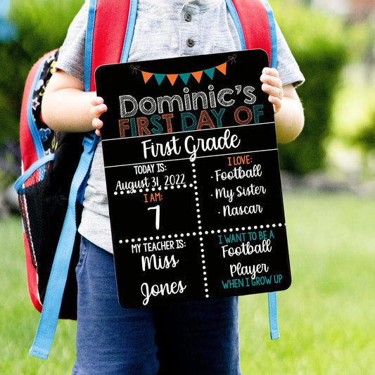 First and Last Day of School, Liquid Chalk Dry Erase School Board, Classic Orange Teal