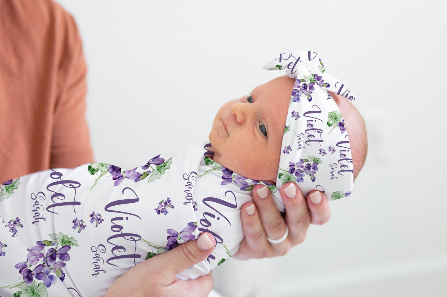 Violet Flowers Swaddle Set, F72