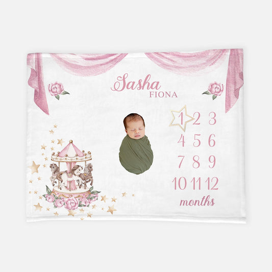 Carousel Baby Milestone Blanket, G30