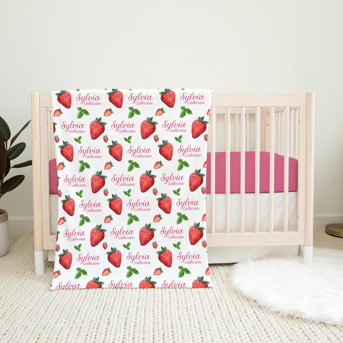 Strawberry Baby Swaddle Blanket, Fruit blanket, G88