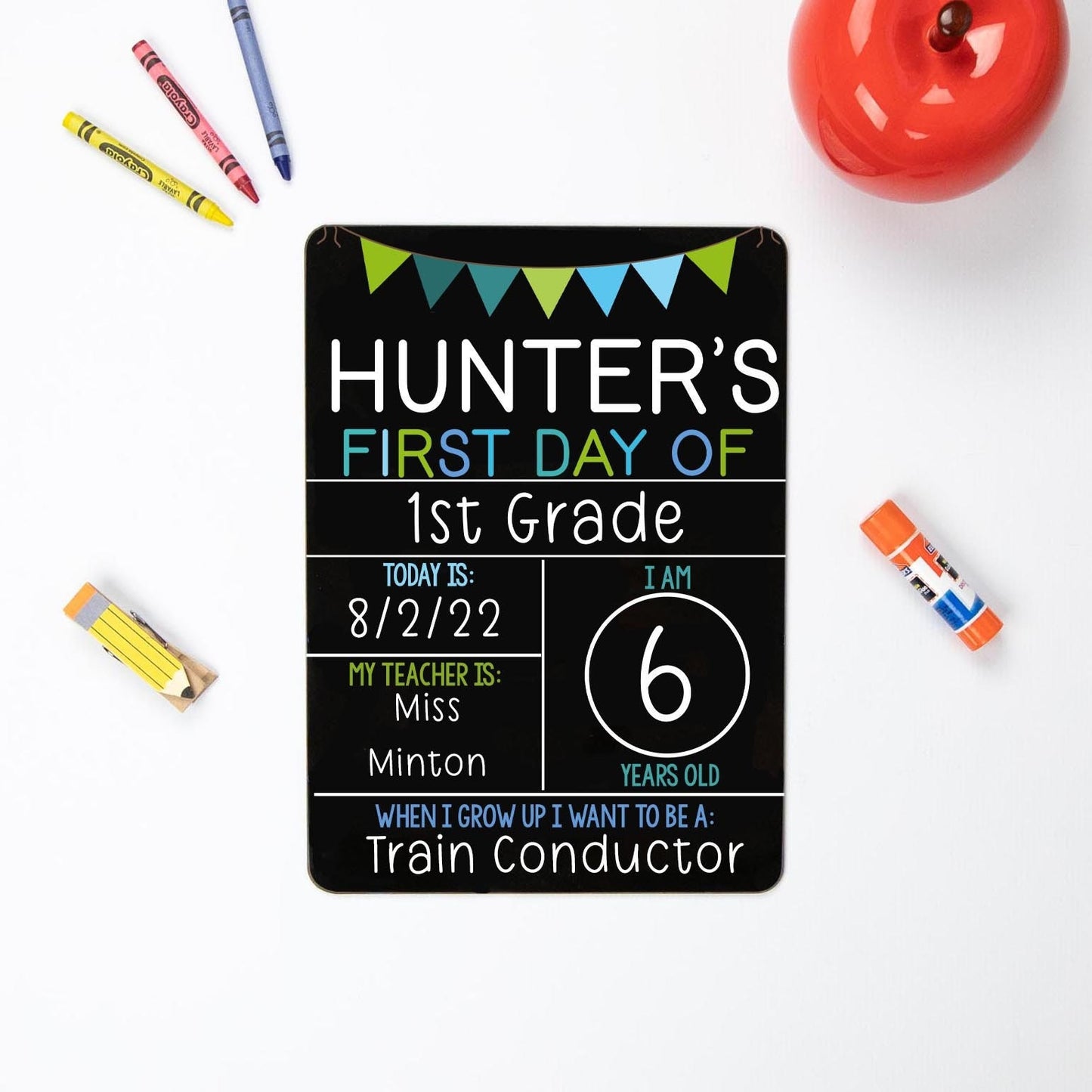First Day of School Liquid Chalk Sign, Blue Teal