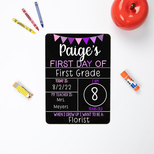 First Day of School Liquid Chalk Sign, Purple Theme