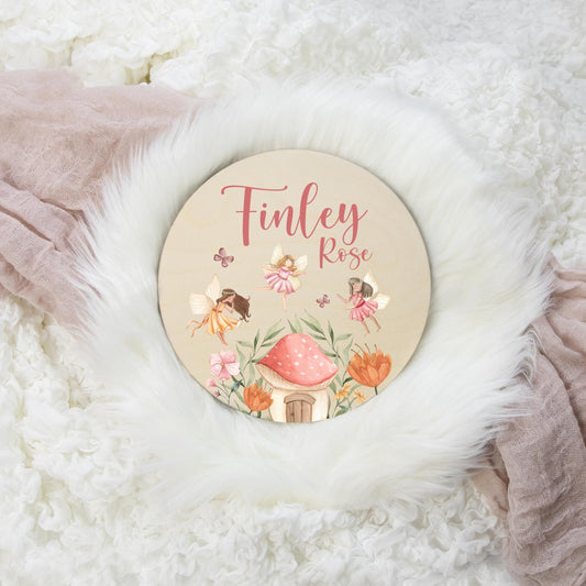 Fairy Garden Round Wood Name Sign, G31