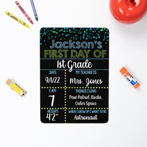 First and Last Day of School, Liquid Chalk Dry Erase School Board, Blue and Green