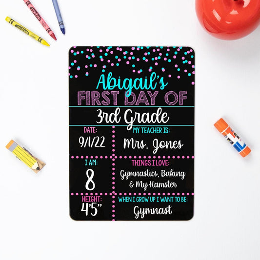 Reusable First and Last Day of School Sign, Liquid Chalk Blue and Pink