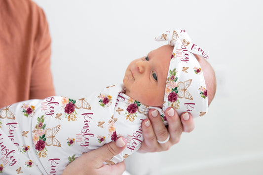 Pink Rose Gold Butterfly Swaddle Set F41