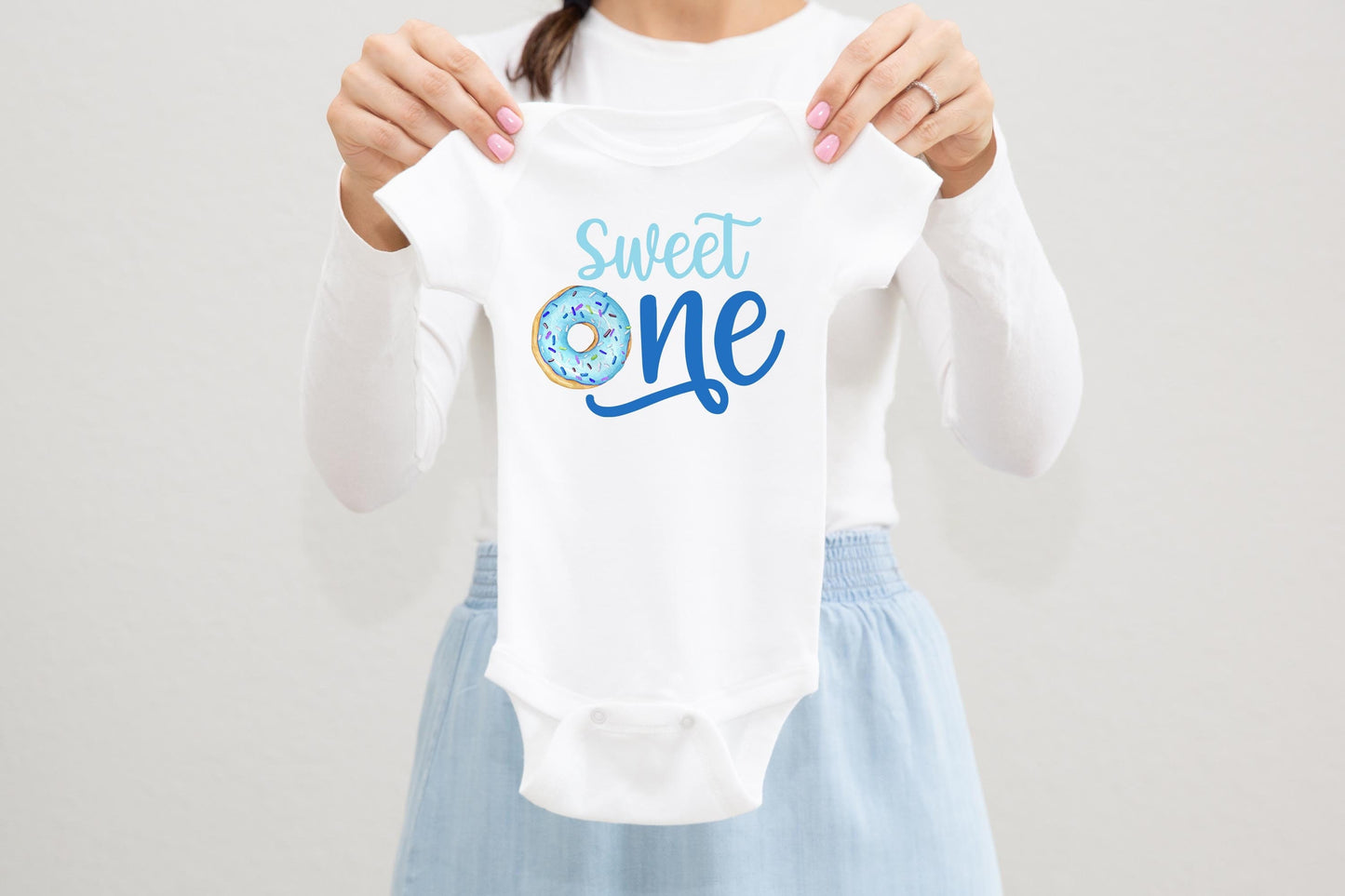 Donut Baby Bodysuit, 1st Birthday Baby Outfit, Baby Shower Gift, Pregnancy Reveal Baby Shirt, Baby One Piece, Sweet One Bodysuit B29