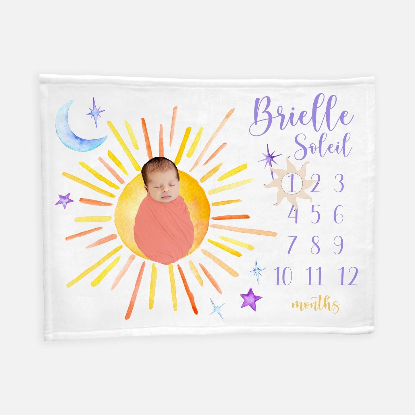 Sun Moon and Stars Milestone Blanket, T43