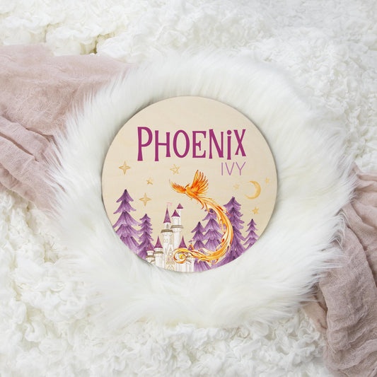 Phoenix Round Wood Name Sign, B30