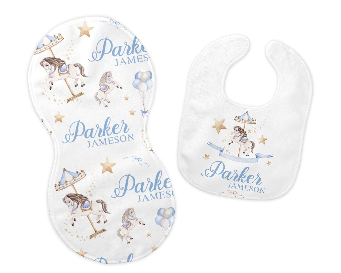 Carousel Bib and Burp Cloth Set B31