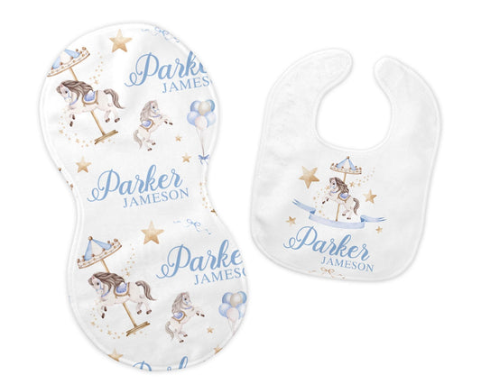 Carousel Bib and Burp Cloth Set B31