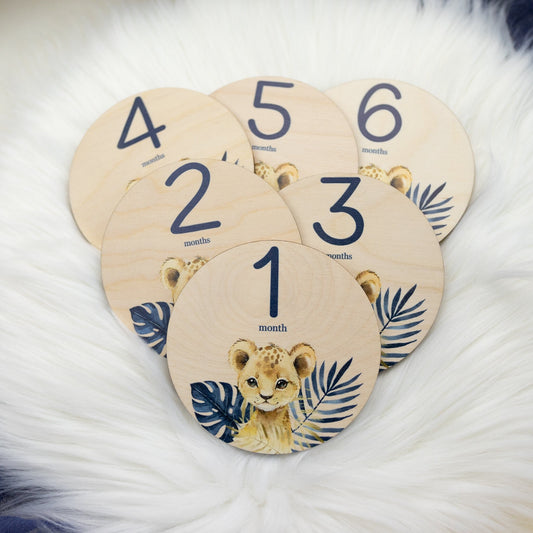 Lion Wood Milestone Cards, Blue S31