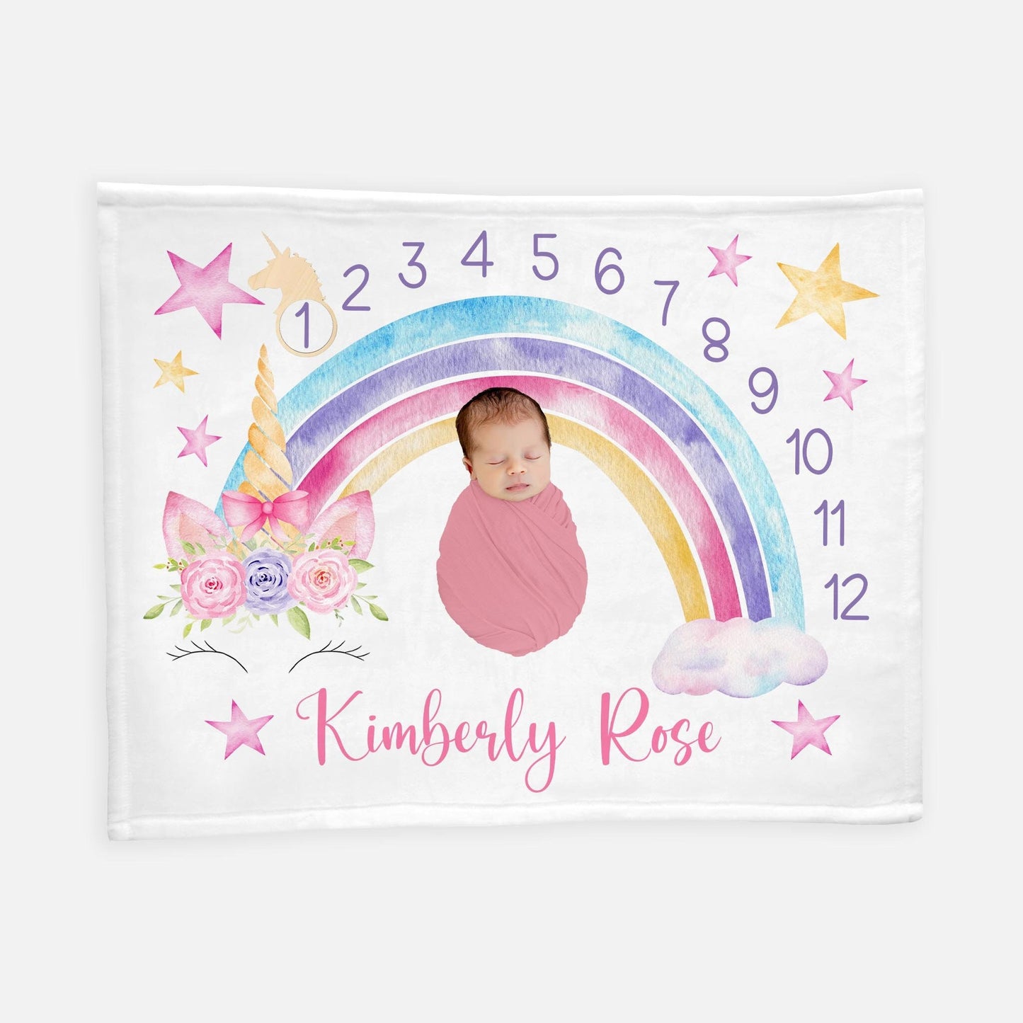 Unicorn Milestone Blanket, Rainbow G33