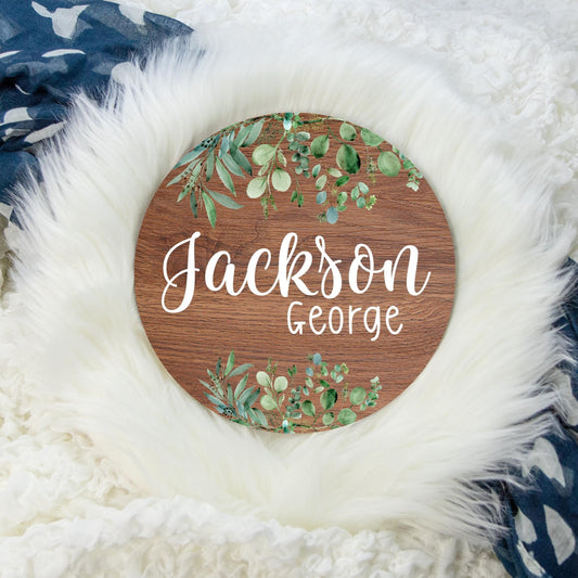 Eucalyptus Round Wood Name Sign, Gender Neutral
