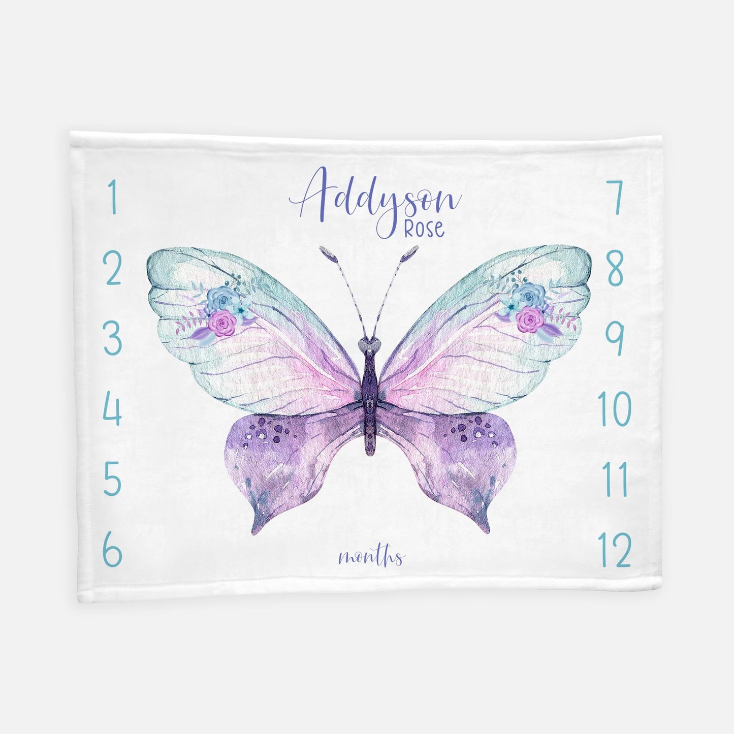 Lavender Mint Butterfly Baby Milestone Blanket F70