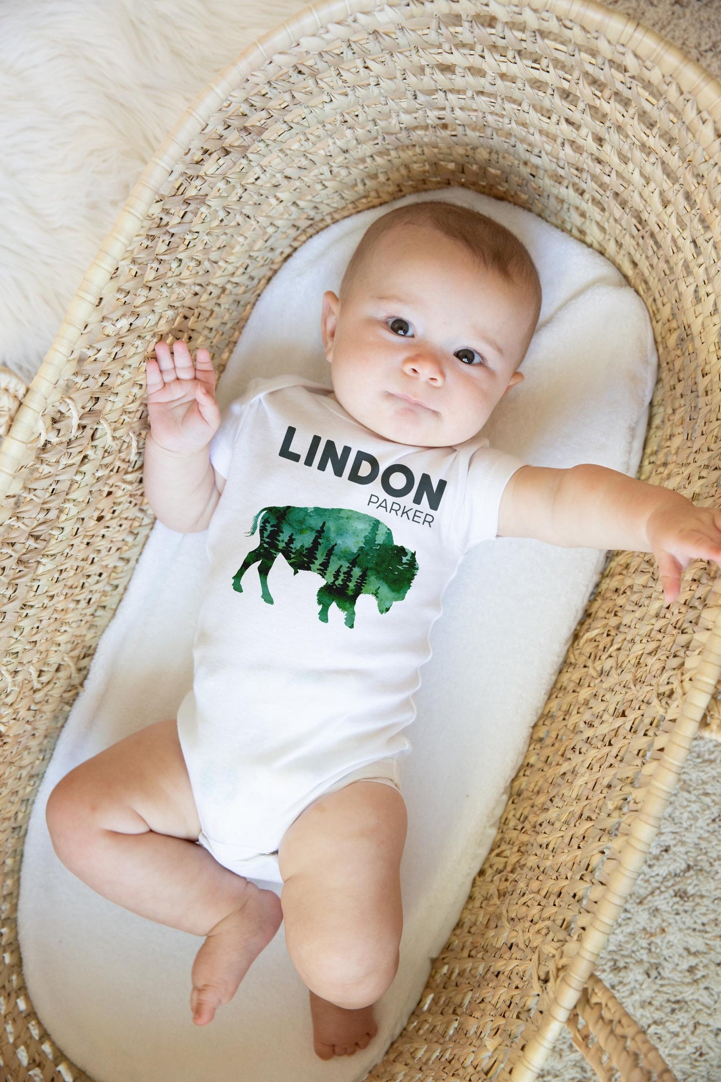 Buffalo Bison Forest Baby Bodysuit, W32