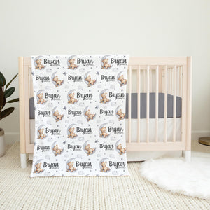 Bear Moon and Stars Swaddle Set, Celestial Bedding, B28