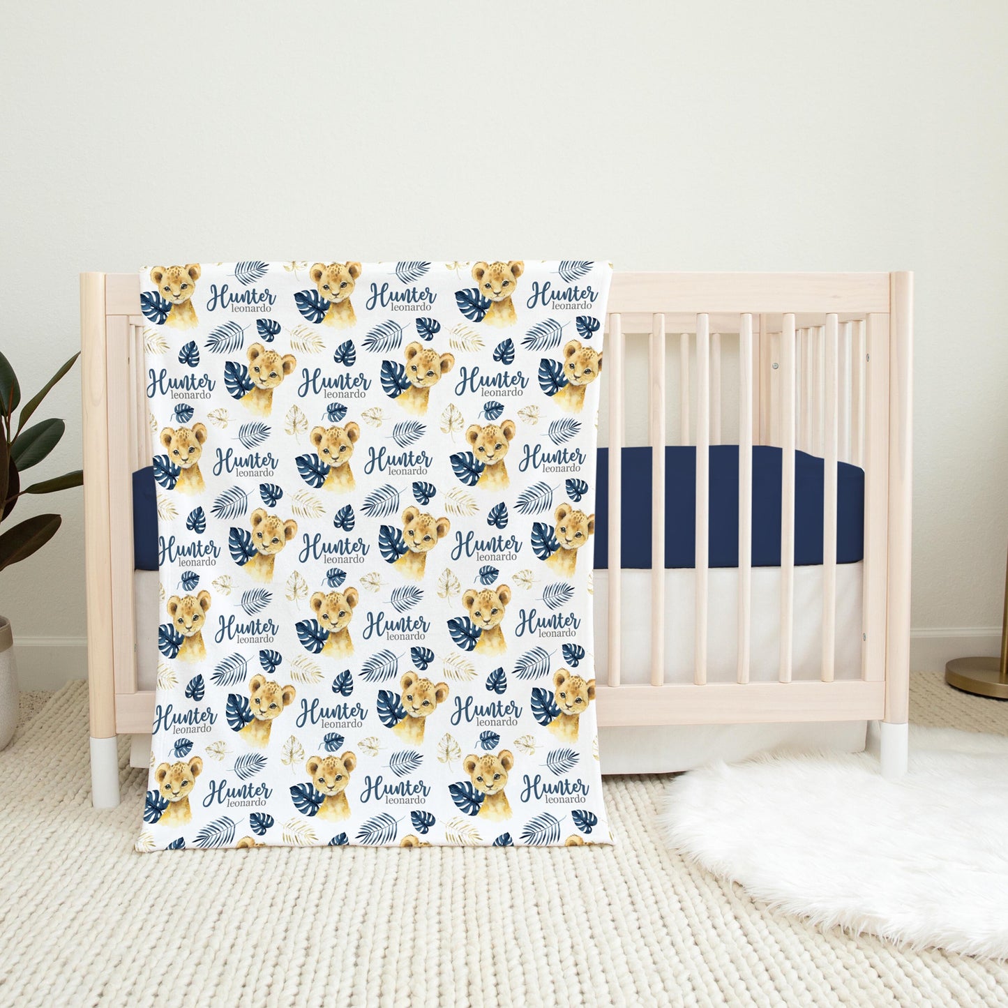 Lion Swaddle Set, Safari Blue Palm S31