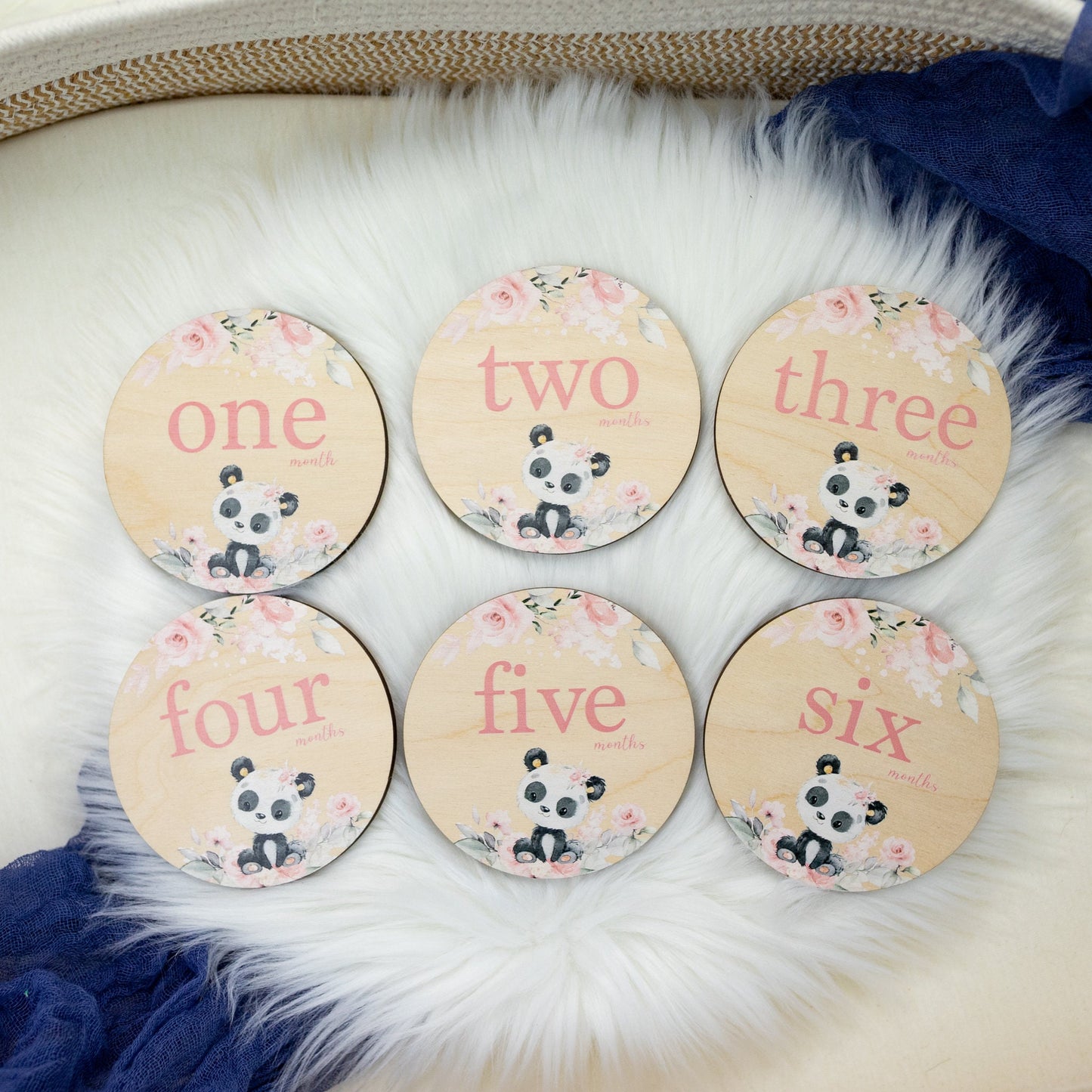 Girl Panda Wood Milestone Cards, W30