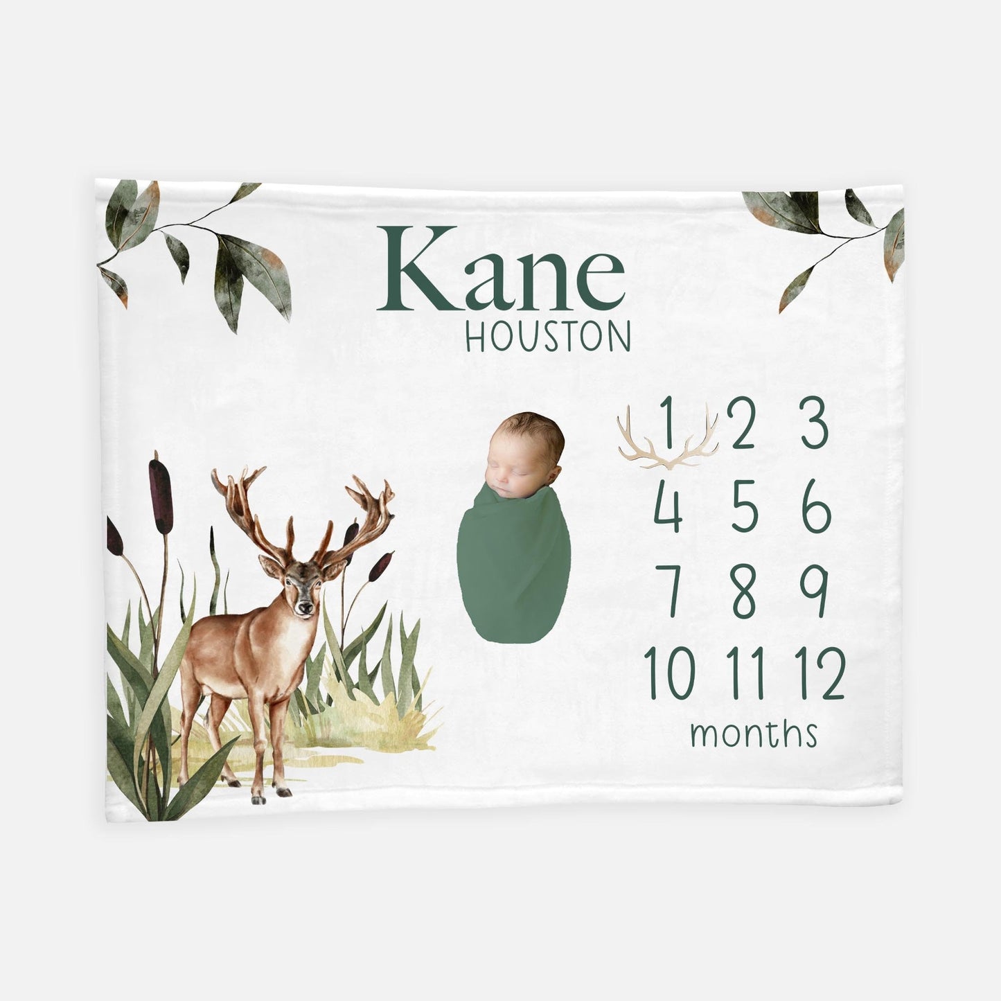 Buck Deer Antlers Milestone Blanket, W35