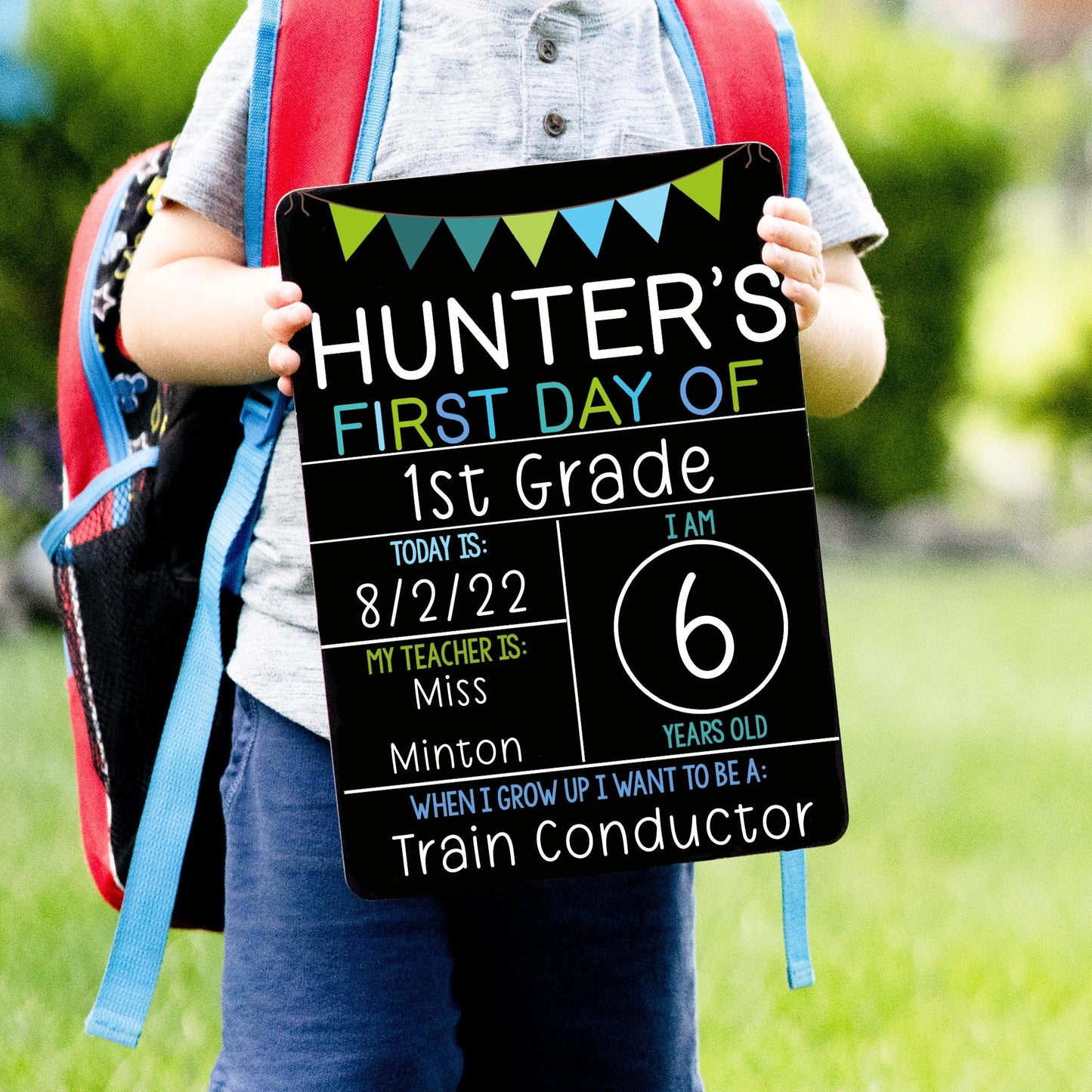 First Day of School Liquid Chalk Sign, Blue Teal