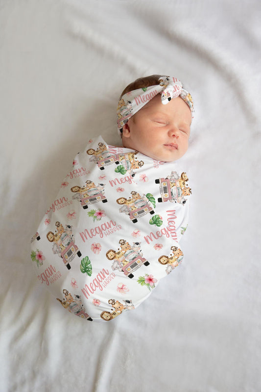 Girl Safari Swaddle Set, S38