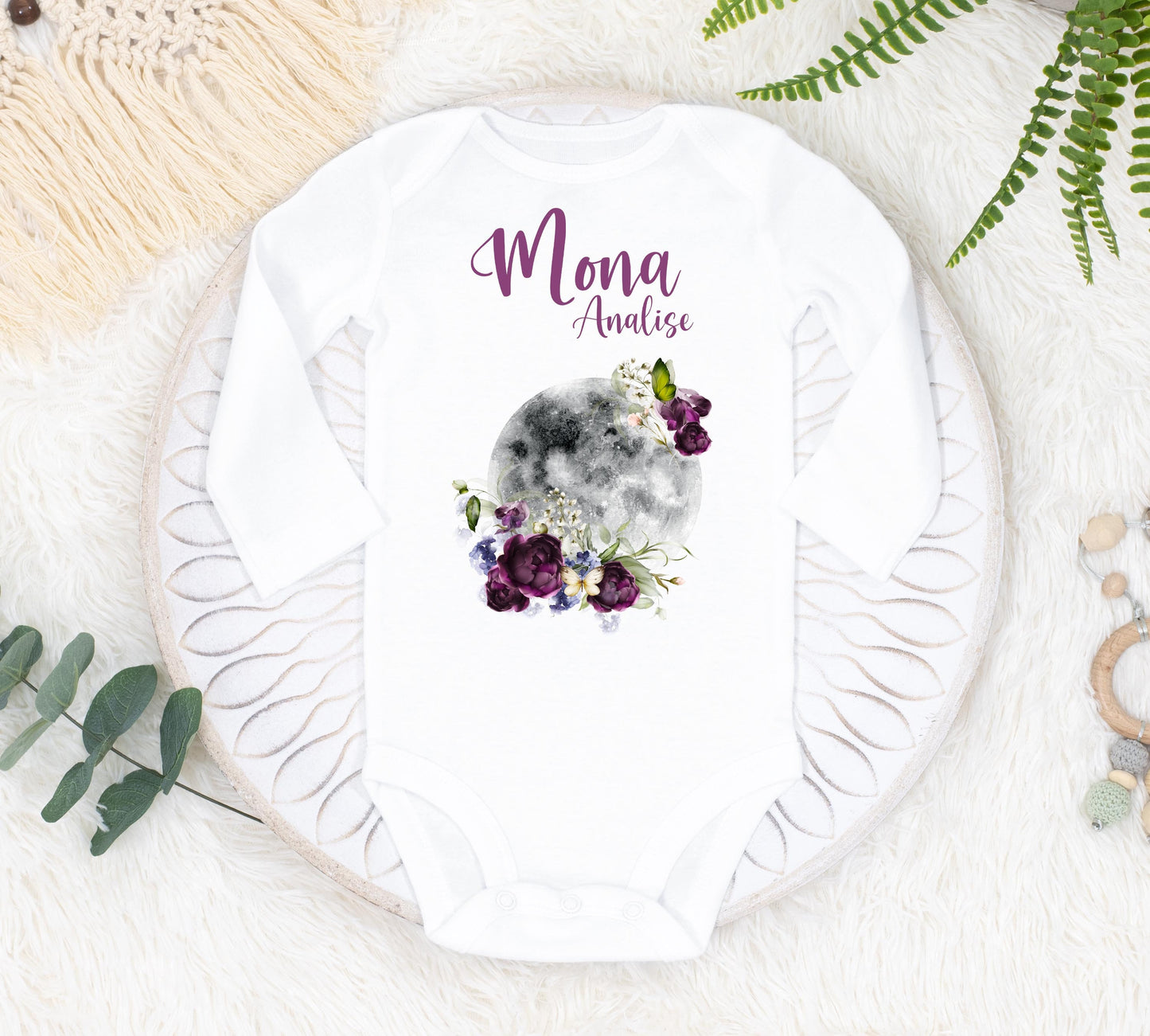 Luna Baby Bodysuit, Floral Full Moon T42