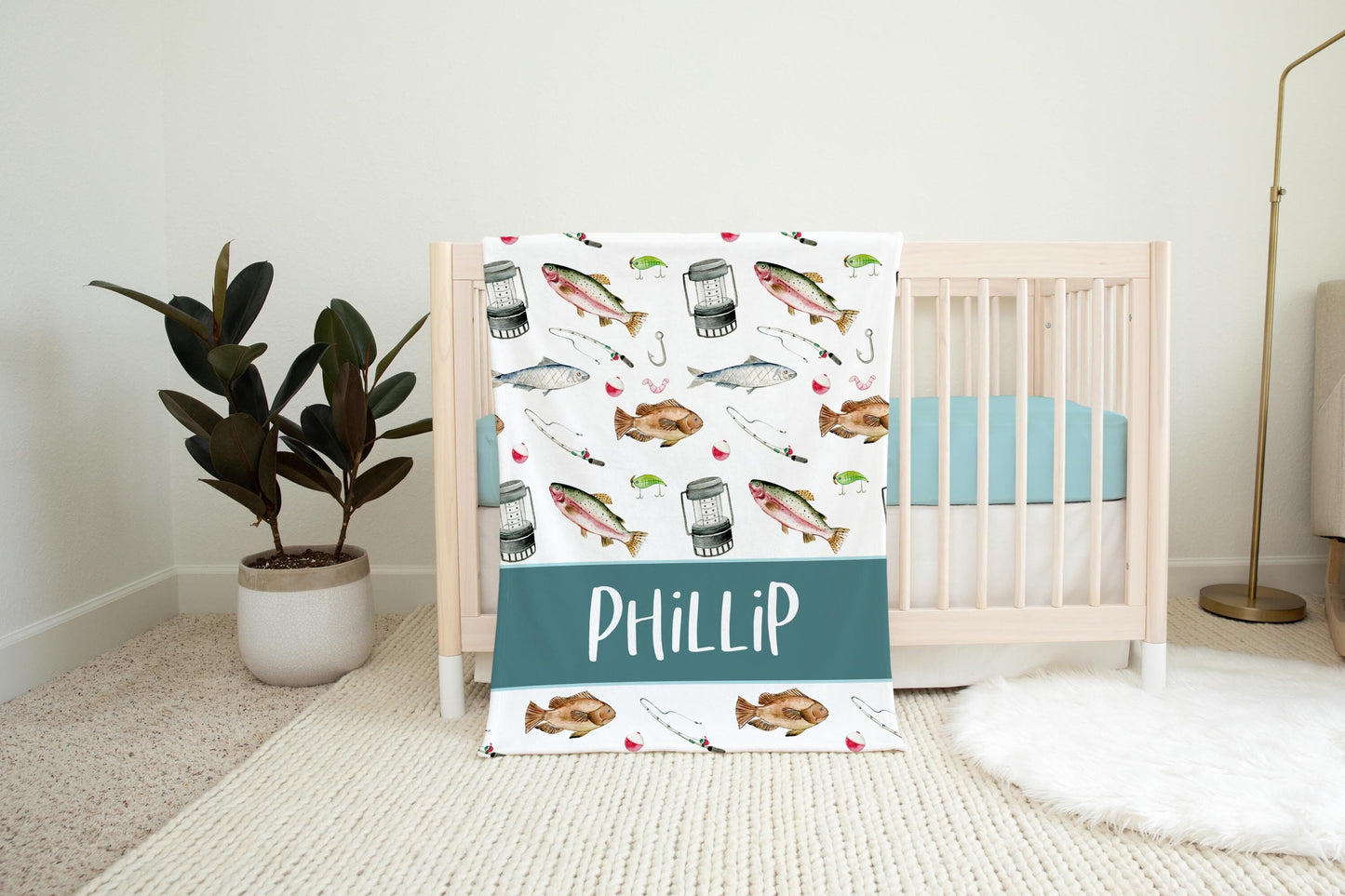 Fishing Personalized Baby Boy Blanket, O24