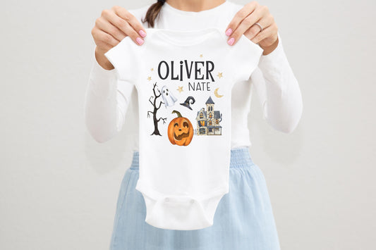 Halloween Baby Bodysuit, Halloween Bodysuit, Baby Shower Gift, Pregnancy Reveal Baby Shirt, Baby One Piece, Halloween Outfit B32