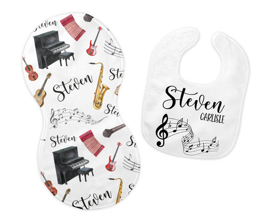 Music Map Bib and Burp Cloth Set, B34