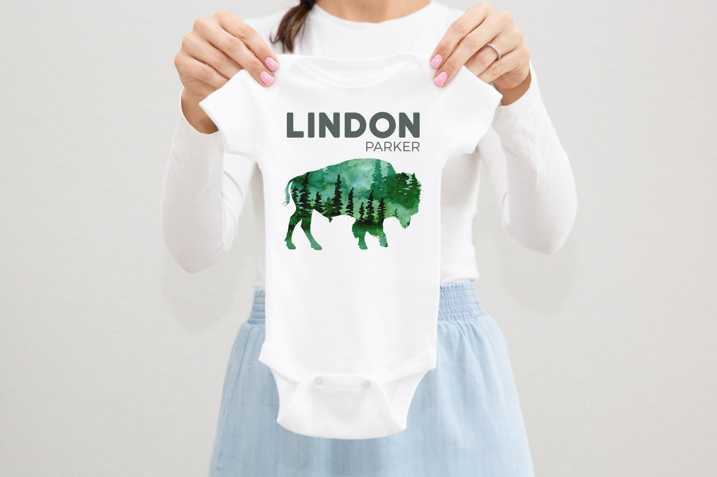 Buffalo Bison Forest Baby Bodysuit, W32