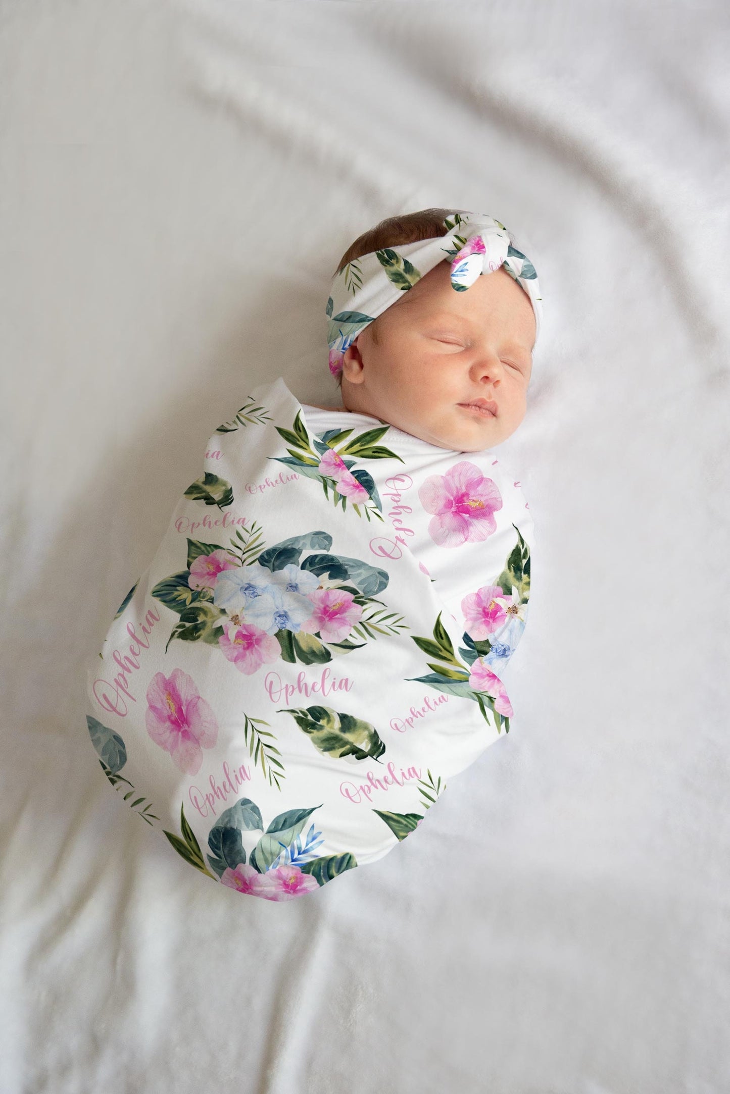 Tropical Orchid Baby Swaddle Blanket, Tropical Nursery F73