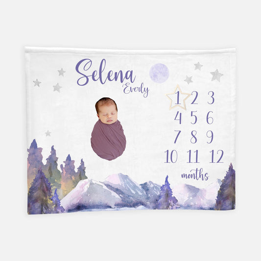 Girl Mountains Baby Milestone Blanket, M22