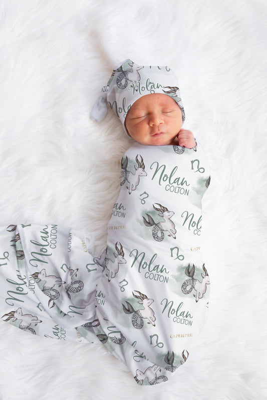 Capricorn Zodiac Sign Symbol Swaddle Set